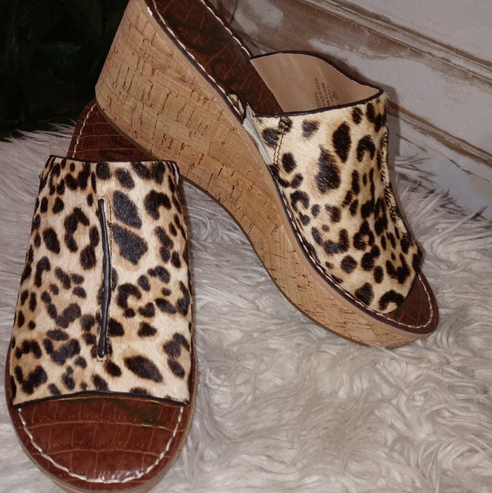Sam Edelman Leopard Ranger cork wedges